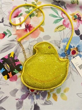 Betsey Johnson Easter Kitsch Peeps Yellow Chick Rhinestone Crossbody Bag New